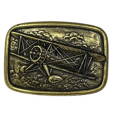 Biplane Airplane Belt Buckle Avon Mens Pilot Aeronautical Vintage Collectible