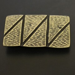 Grooved Rectangle Geometry Belt Buckle Brass Interchangeable Clasp GS9015m