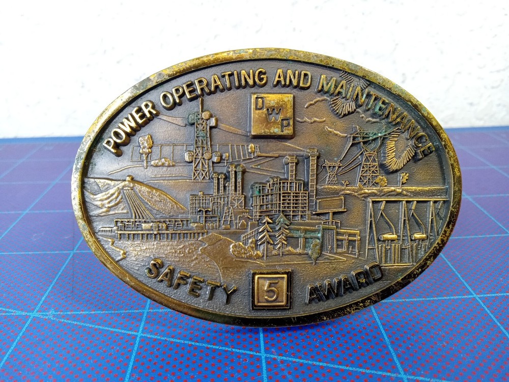 DWP 5 Year Safety Award Belt Buckle Utility Coal Electric Collector Ostens Metal