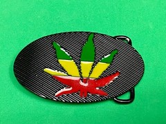 Cannabis Marijuana Pot Leaf Ganga Rasta Green Yellow Red Colors Belt Buckle