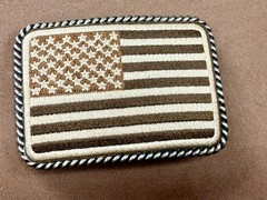 Embroidered American Patriotic Flag Rope Border Vintage Western Belt Buckle