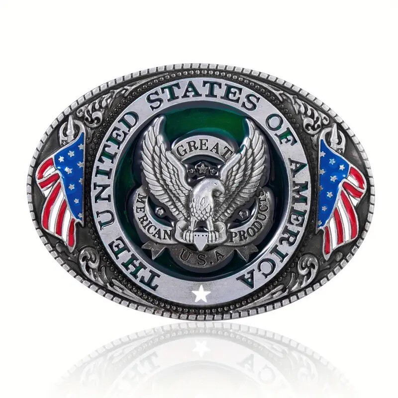 United States of America Bald Eagle Belt Buckle, American Flag, USA Patriotic