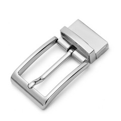 Reversible Belt Buckle Replacement Pin Buckle Rectangular Silver 360° Swivel