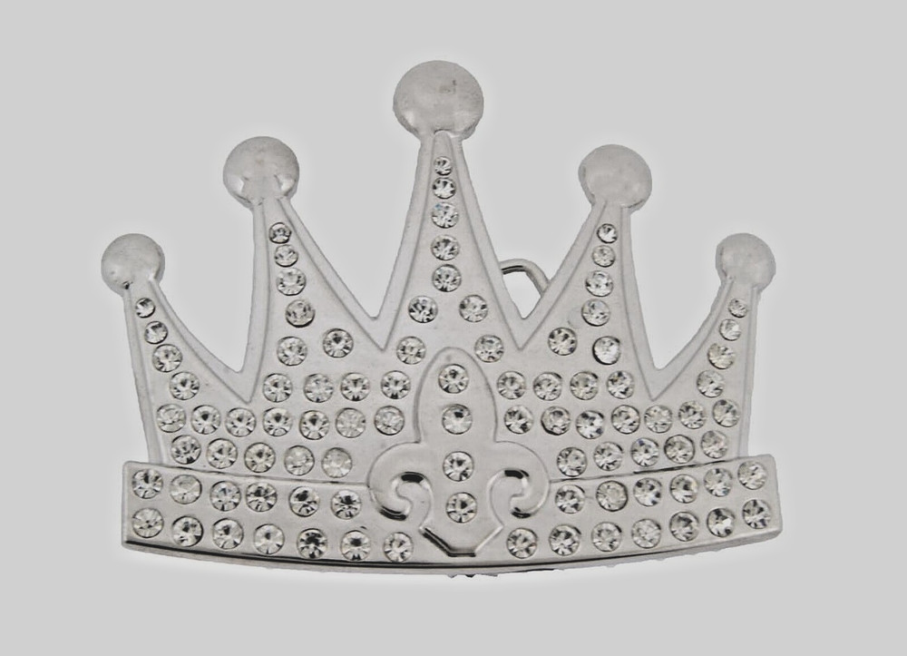 Rock Rebel Crown Belt Buckle New Men Women Fashion Bling Iced Silver Rhinestones