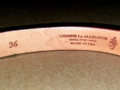 Genuine Alligator Belt Size 36 U.S.A Steer Hide Lining Brown Top Quality Unused