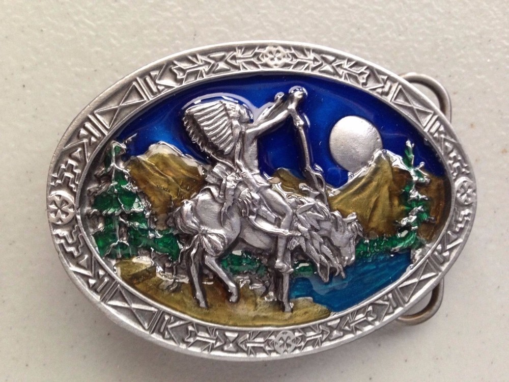New Indian Chief On Horse Belt Buckle Spirit