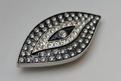 AN EYE belt buckle Men Women Black Silver Rhinestones Iced Style Rare Cowgirl