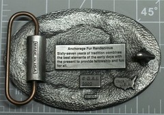 2002 Fur Rondy Rendezvous Belt Buckle Pewter Sleeping Lady Brand New A76