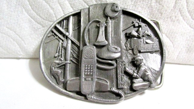 Siskiyou Belt Buckle 1988 American Communications Industry Antique Telephone