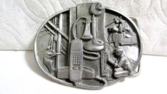 Siskiyou Belt Buckle 1988 American Communications Industry Antique Telephone