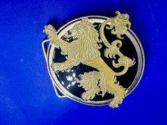 Game of Thrones Lannister House Roaring Lion Yellow Black Enameled Belt Buckle