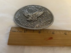 VTG Bald Eagle Soaring Ornate Oval Belt Buckle Majestic Wings Flying Patriotic