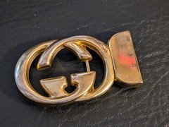 Gucci Interlocking Belt Buckle Gold Parfums Mod Brev Monogram 2.5 x 1.5 in