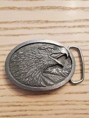 VTG Eagle Head Belt Buckle #1873 By Tandy Leather Company Made In USA Year 1986