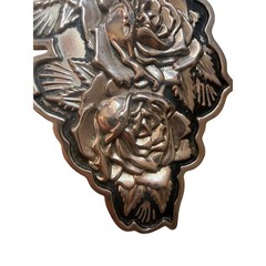 Vintage Famous Stars & Straps Rose Floral Belt Buckle Silver Tone Gothic Emo