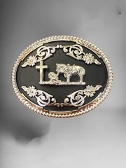 Praying Cowboy Western Style Belt Buckle Hebilla Vaquero con Oracion Vaquero