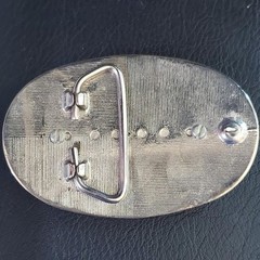 VTG Western Whitetail Deer Buck Engraved Silver Tone Oval Belt Buckle Hunting