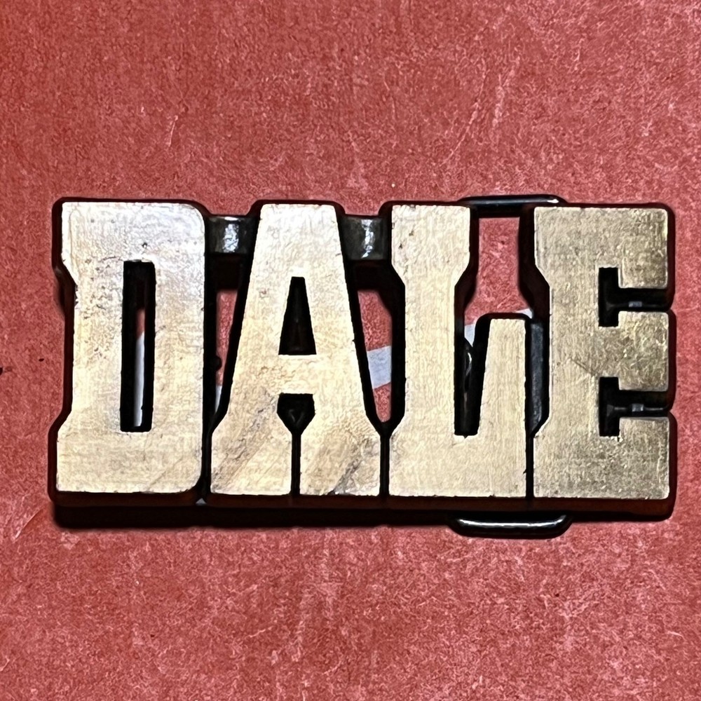 Vintage ROYP Dale Name Belt Buckle Brass Tone Block Letter Western Accessory B21