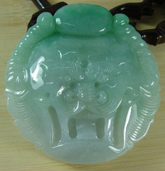 Certified Green Chinese Natural A Jade Jadeite Dragon Man Buckle Belt A-078-2