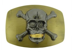 Skull Belt Buckle Vintage Crossbones Silver Metal Fashion Gothic Usa Tattoo Mens