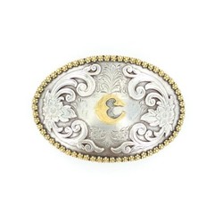 Nocona Antique Scroll & Initial Oval Belt Buckle 37072