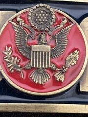 Belt Buckle WWII Eagle Crest Emblem Limited Edition American Blue & Red enamel