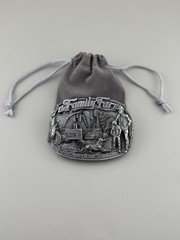 Family Farm Belt Buckle American Tradition Tractor Barn Vintage Pewter C+J 1986