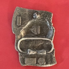 2 belt buckles 1986 American Firefighter, Eagle Flag 1990 Siskiyou Made in USA