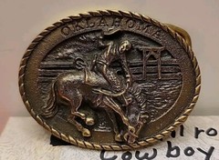 1980 Brass All Around Cowboy Oklahoma Western Bucking Horse Belt Buckle