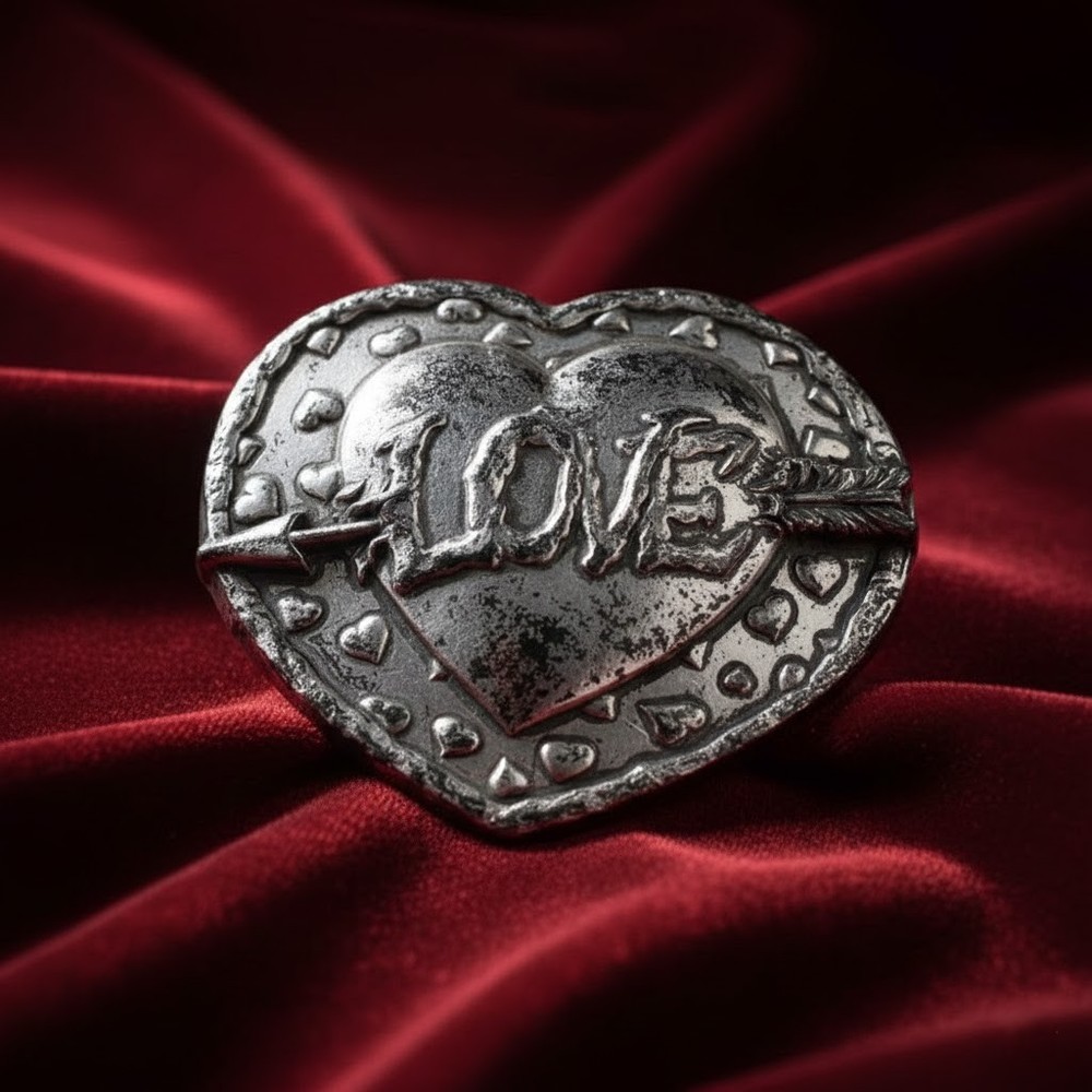 Heart Shaped Belt Buckle with LOVE Lettering Vintage Style Antique Silver