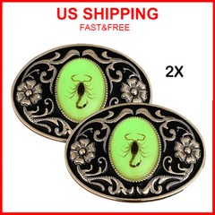 2X Belt Buckle Men Luminous 3D Scorpion Western Cowboy Belt Buckle Unisex NEW