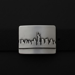 New York City Silhouette Belt Buckle Skyline Metal Urban Modern Design