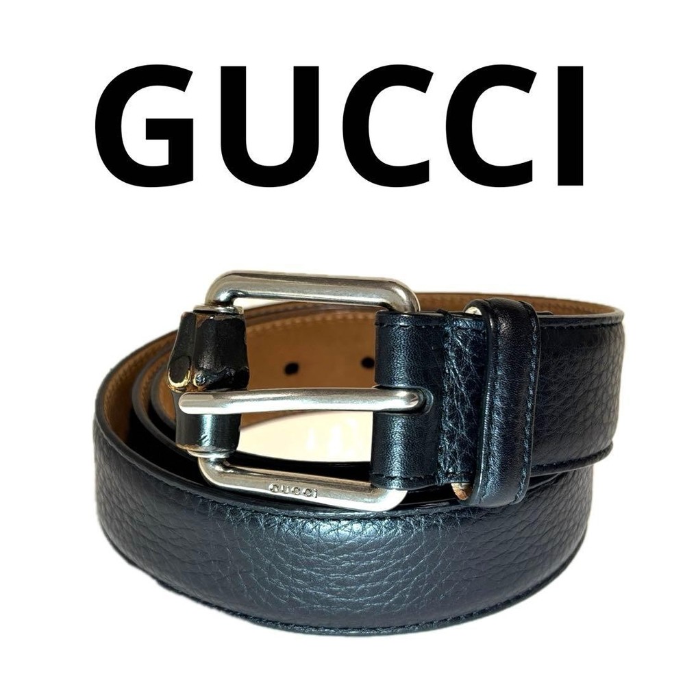 GUCCI Pre-Owned Bamboo Men&rsquo;S Leather Belt Black Silver