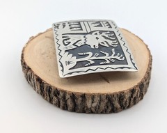 Native American Sterling Silver Belt Buckle Overlay Design Collectible Navajo
