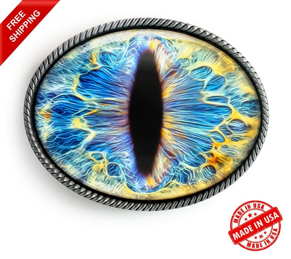 Blue Cat Eyeball Belt Buckle – Animal Taxidermy Cosplay Handmade Buckle -36-E