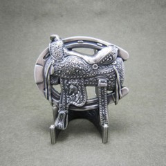 Cowboy Rodeo Horse Saddle Silver-Plated Western Metal Belt Buckle