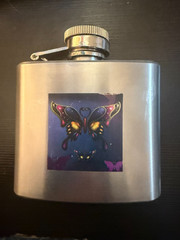2 oz. Flask with Butterfly Removable Belt Buckle Alcohol Drink Holder