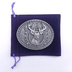 Nocona Deer Belt Buckle Mens Silver Oval Large Buck