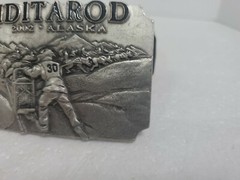 Official 2002 Iditarod Trail metal belt buckle