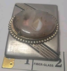 vintage BELT BUCKLE Siver/black/gold Tone Multicolor Center stone 1 Prong Missin