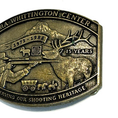 Vintage Brass Belt Buckle NRA Whittington Center 1973-1988 Made in USA
