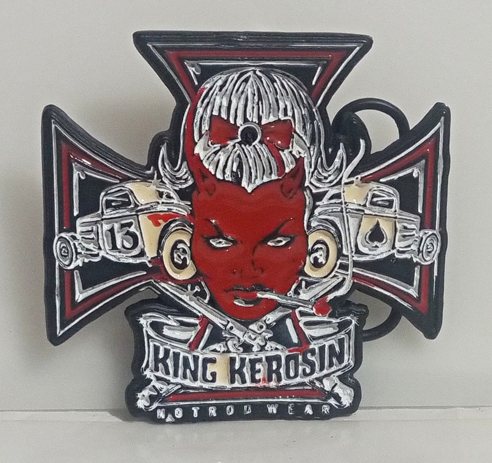 Vintage 2005 Mobtown King Kerosin 3&Prime; by 3&Prime; Metal Belt Buckle