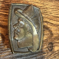 Vintage Firefighter Profile Brass Tone Belt Buckle 3D Relief First Responder B20