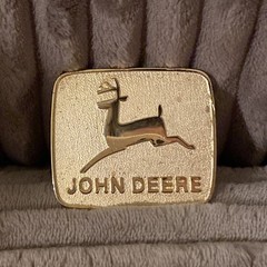 Vintage John Deere Belt Buckle Gold Tone Running Deer Logo Western Style