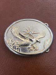 Vintage Belt Buckle American Bald Eagle silver and Gold Toned (3” x 2”)