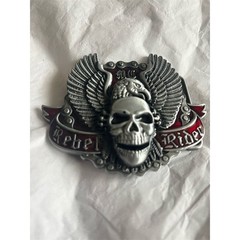 Rebel Rider Skull Wings Clamp Closure Buckle Gray Men&rsquo;s Vintage