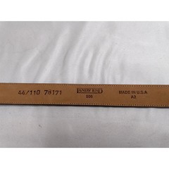 Lands End Brown Leather Belt Men 48&Prime; Long Gold Buckle Classic Business Everyday
