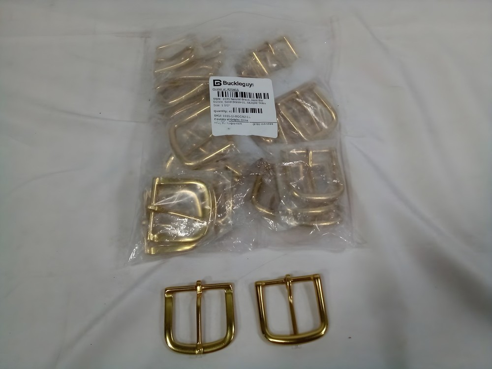 Buckleguy Solid Brass Heel Bar Buckle Natural Brass 1 1/2 Inch Lot of 40
