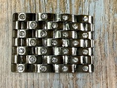 Block Brick Wall Pattern, Clear Rhinestone Accented Bling Jeweled Belt Buckle