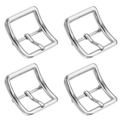 4Pcs Single Prong Belt Buckle 1&Prime; ID Curved Bow Buckle for Belt, Silver